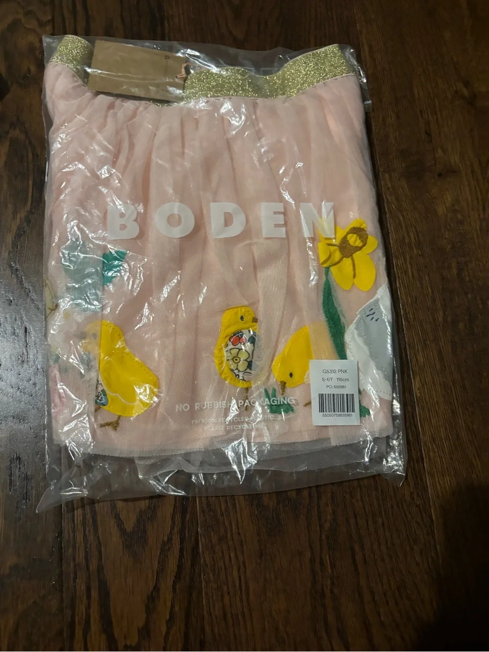 Mini Boden Pink Bunnies Tulle Skirt, Size 5-6, NWT - Picture 2 of 2